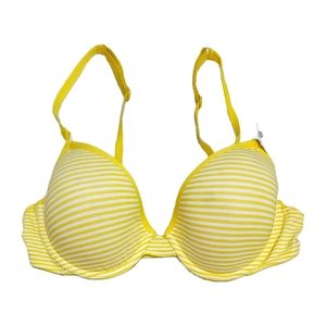 Joe Boxer Yellow White Stripes Beach Summer Molded Wire Cups Bra 38C